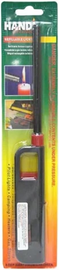 Handi Flame BBQ Lighters Refillable Long Reach for Grill/Stove (4), Black & Red