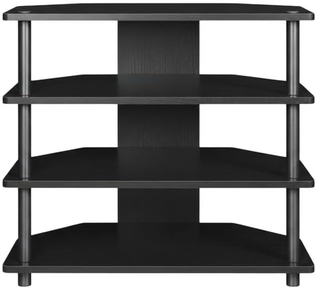 Furnifact Blackwood Easy Assembly 4-Tier Petite TV Stand, Composite Wood, Modern Design, Lightweight, Durable, Living Room Entertainment