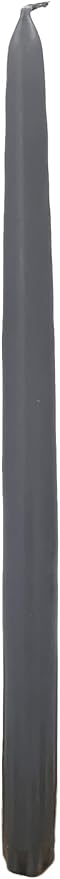 D'light Online Elegant 12" Unscented Slate Gray Taper Premium Quality Candles Hand-Dipped, Dripless and Smokeless - Set of 12 Individually Wrapped (Slate Grey)