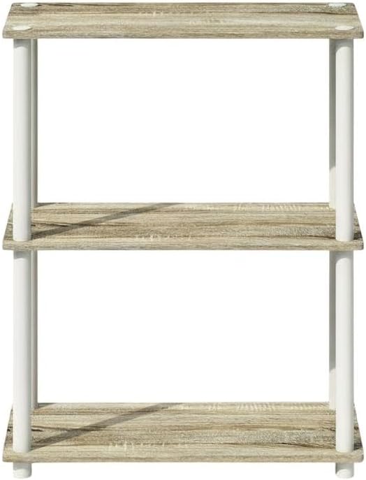 Furnifact Sonoma Oak White Bookcase with Sturdy Wood Construction and Elegant Finish for Home Office, Living Room, or Bedroom Storage