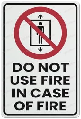Warning Sign Metal Sign Do Not Use Lift In Case Of Fire Wall Or Door Sign Vintage Metal Tin Sign Home Office Decorations 8X12 Inch