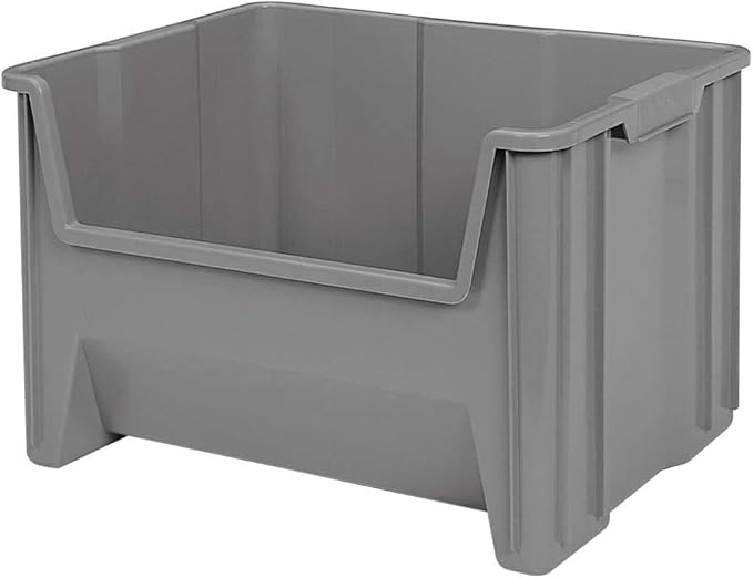 Akro-Mils 13017 Stak-N-Store Heavy Duty Stackable Open Front Plastic Storage Container Bin, (15" x 20" x 12-1/2"), Gray, (3-Pack)