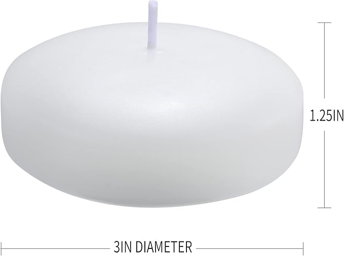 Tuyai (Set of 36) Floating Candles, 3 inch White Dripless Wax Burning Candles, for Weddings, Party, Special Occasions and Home Decorations