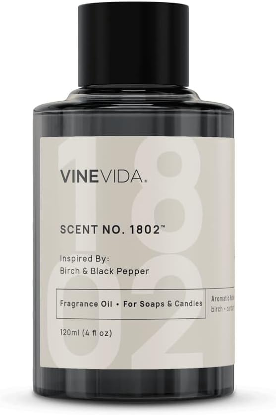 VINEVIDA [120mL] Birch & Black Pepper Fragrance Oil for Candle Making - Natural Candle Oil Scents - Soap Making Essential Oil - Made in USA