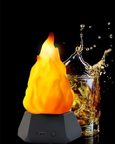 Fake Fire Lamp,3D Rechargeable Travel Night Light with Cozy Lighting,3-Mode LED Fake Fireplace Candles for Apartment Patio Decor Outdoor Camping Decorations…