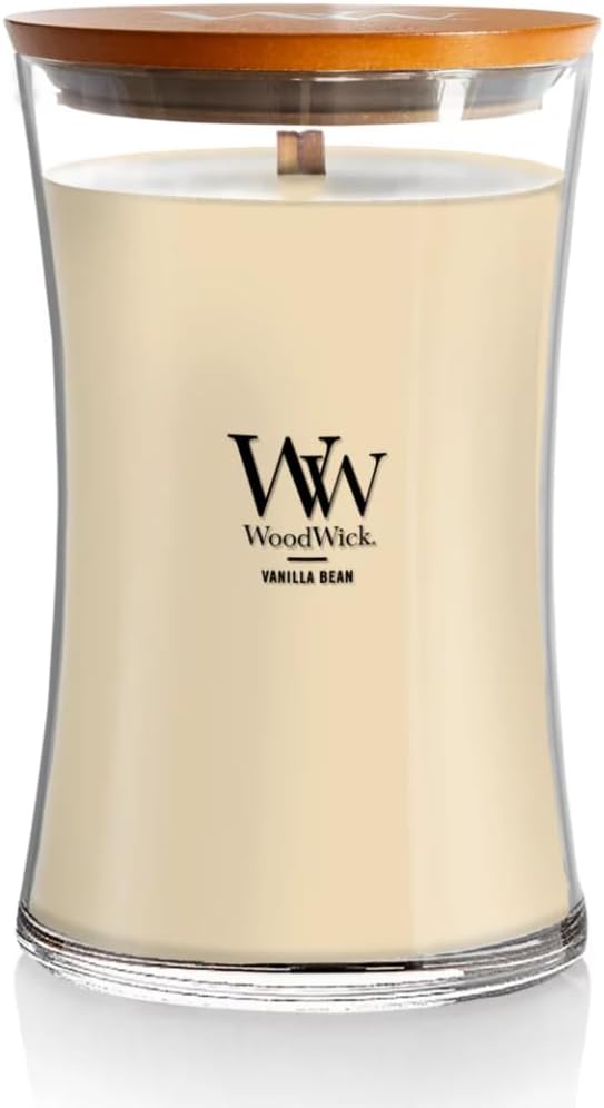 WoodWick Vanilla Bean Glass Jar Scented Candle, Large 22 oz.
