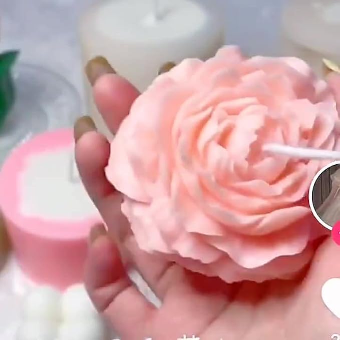 Cestony 3D Flower Peony Candle Silicone Molds for Making Candle Resin Pillar Aromatherapy gypsum Candles Wax Soap Flower Specimen Clay Craft