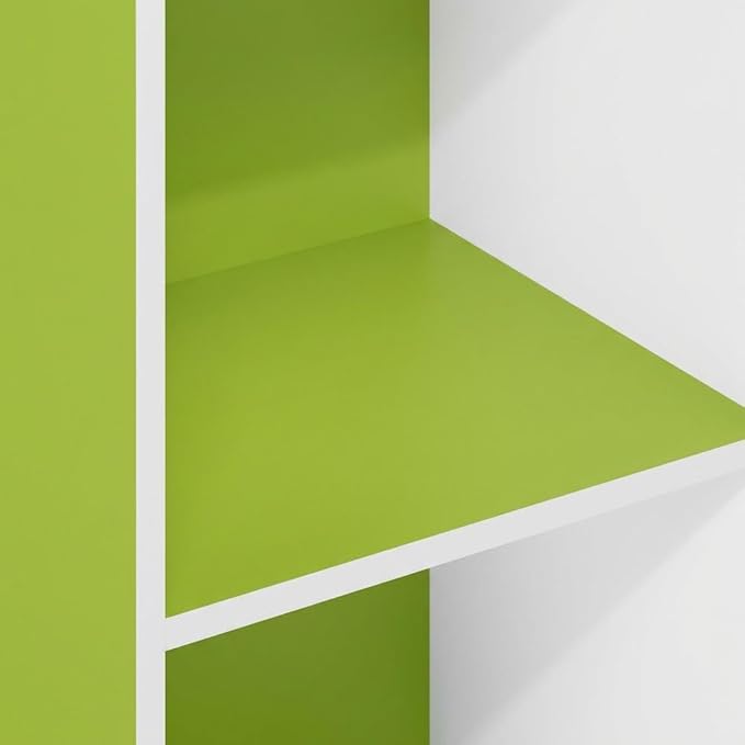 Furnifact Green White 2-Tier Open Shelf Bookcase with Wood Material, Modern Design, Space-Saving Storage Solution for Living Room and Office