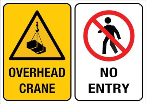 Overhead Crane No Entry Sign For House 12"" X 8"" Yard Sign, Premium Aluminum, Sun-Proof, Rust-Free
