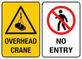 Overhead Crane No Entry Sign For House 12"" X 8"" Yard Sign, Premium Aluminum, Sun-Proof, Rust-Free