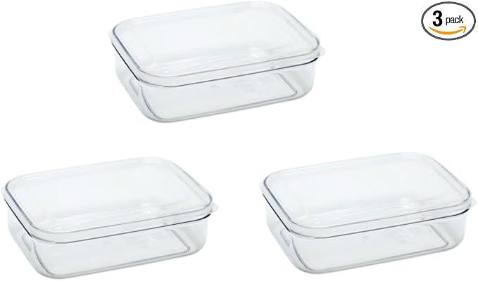 Lustroware Airtight Food Storage Container Set of 3, Micro Clear BPA Free Shatterproof Canister with Lid, Dishwasher Microwave Safe, Fridge Pantry Refrigerator Organizer, Made in Japan (1.4 qt, 45 oz)