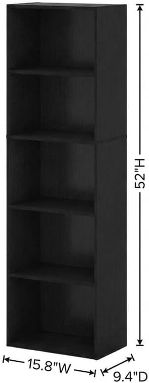 Furnifact Blackwood Bookcase with Durable Wooden Shelves, Modern Design, Sturdy Wood Construction for Home Office, Living Room, Stylish Storage