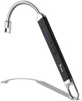 SUPRUS Lighter Rechargeable USB Lighter Arc Electric Lighetrs with Safety Switch 360° Flexible Neck Flameless Grill Long Lighters for Candle Camping Cooking (Black)