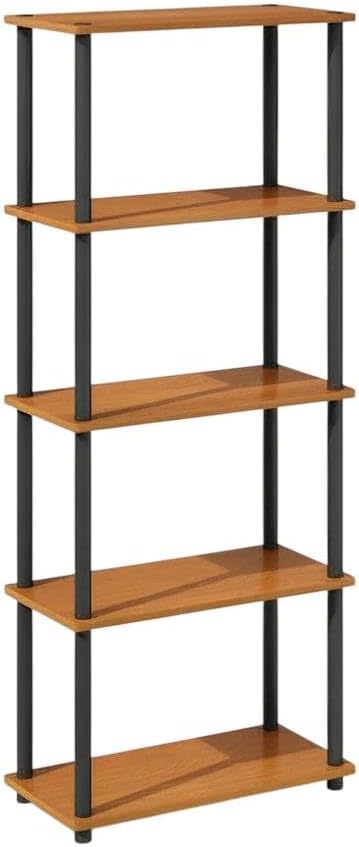Furnifact Light Cherry Black Bookcase with Modern Design, Sturdy Wood Construction, Single Piece for Office, Living Room or Study Space