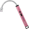 SUPRUS Rechargeable Candle Lighter Electric Arc Triple Safety Long Lighter Stainless Steel Shell & Hanging Hook (Pink)