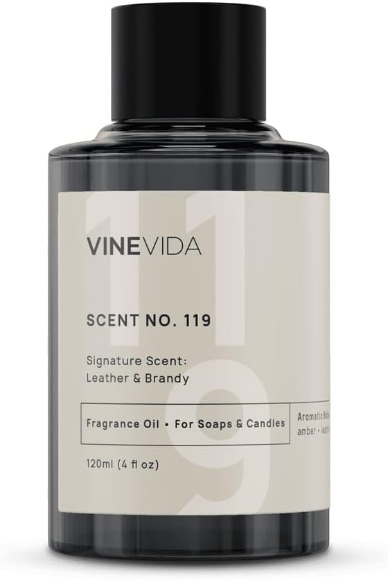 VINEVIDA [4 oz] Leather & Brandy; Fragrance Oil for Candle Making and Soap Making - Premium Candle Scents for Soy Candles