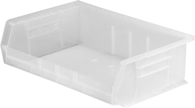 Akro-Mils 30255 AkroBins Plastic Storage Bins, Space-Saving Stackable Bins for Garage, Pantry, Craft Organization, 11" x 16" x 5", Clear, 6-Pack