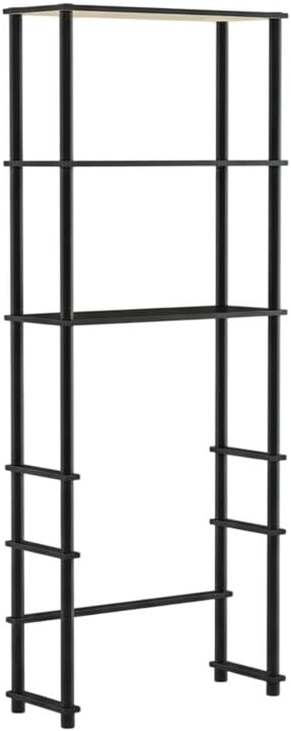Furnifact Espresso Black Toilet Space Saver with 3 Shelves, Durable Storage Organizer, Compact Design for Bathroom, Easy to Install