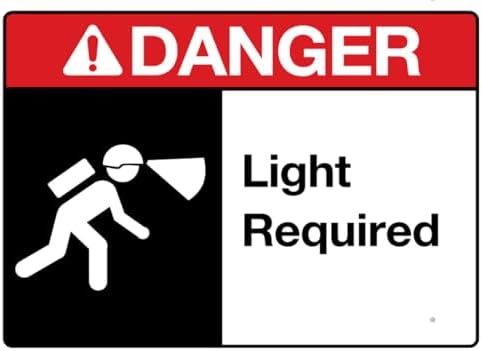 Danger Light Required Sign Warning Tin Sign Home Kitchen Farm Garden Garage Wall Decor 12X8Inch
