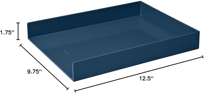 Poppin Stackable Front Loading Letter Tray, Blue, Rectangular