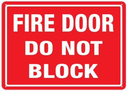 Fire Door Do Not Block 12”X8” Metal Signs Aluminum Sign Pre-Drilled Holes For Easy Mounting Indoor Or Outdoor Use For Fence Door Or Gate