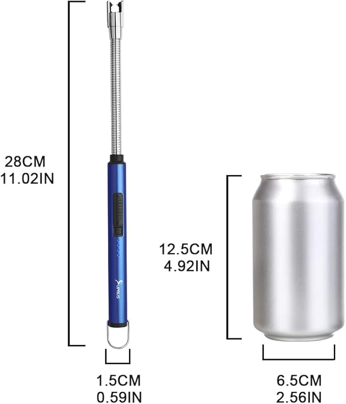 SUPRUS Electric Candle Lighter USB Type C Rechargeable Lighter Steel Shell & Hanging Hook with 360° Flexible Neck(Dark Blue)