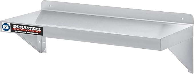 DuraSteel Stainless Steel Shelf - 36 Inch Wide x 12 Deep Commercial NSF Mounted Metal Wall Shelf Pantry Organizer Garage Storage Shelves - Rack Shelving Restaurant Kitchen Units Laundry Utility Room