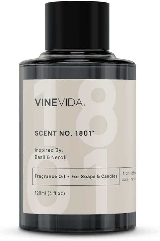 VINEVIDA [120mL] Basil & Neroli Fragrance Oil for Candle Making - Natural Candle Oil Scents - Soap Making Essential Oil - Made in USA