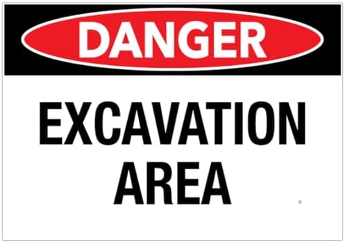 Danger Excavation Area Sign Signs Outdoor, Uv Printed Aluminum 12 X 8 In, Weatherproof And Security Signs For Home Or Business