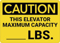 Caution This Elevator Maximum Capacity Lbs Sign 12X8 Inches Metal Aluminum Signs, Weather Resistant, Weatherproof, Indoor Or Outdoor