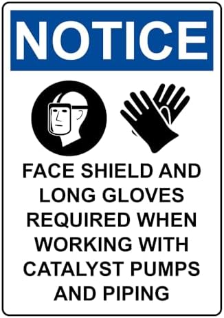 Portrait OSHA NOTICE Face Shield And Long Sign With Symbol Metal Sign 8x12 Inch – Safety for Home, Office, or Workplace