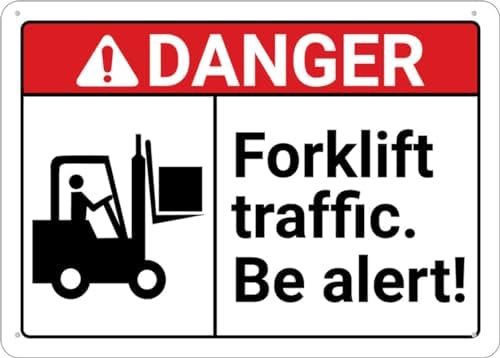Danger Forklift Traffic Be Alert Sign For Business 8""X12"" Rust Free Aluminum Uv Printed,4 Pre-Drilled Holes.Durable/Weatherproof
