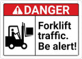 Danger Forklift Traffic Be Alert Sign For Business 8""X12"" Rust Free Aluminum Uv Printed,4 Pre-Drilled Holes.Durable/Weatherproof