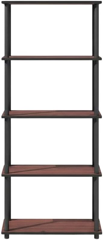 Furnifact Dark Cherry Black Bookcase with Wooden Construction and Modern Design, Sturdy Storage Solution for Living Room or Office, Elegant Finish