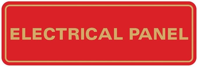 All Quality Standard Electrical Panel Wall or Door Sign - Durable Material | Clear and Functional Sign | Easy Installation‌ - Red/Gold - Medium (10 Pack)