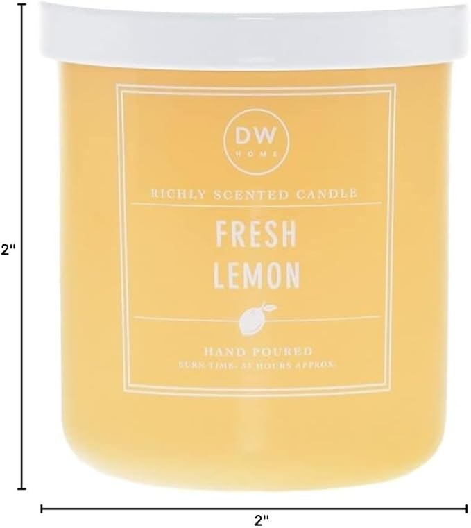 DW Home Fresh Lemon Scented Candle for Home, 9 oz, Medium Single Wick Candle Jar, Up to 33H Burn Time, Luxury Scented Candle for Relaxation, Gifting, Home Décor