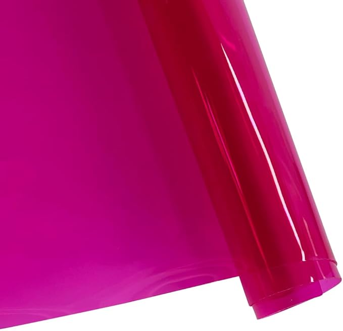 ONEART | 30 Gauge Leather Vinyl, Solid Color See-Through Waterproof Jelly Faux Leather for Women DIY Handbags Tote, 12" x 48" (Rose)