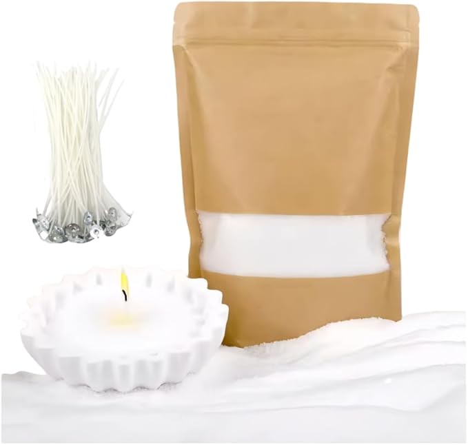 PHYMAT Plant-Based Pealed Candles with 50pcs Wicks, 1.1LB Candle Sand Wax, Refillable Unscented Sand Candles with Wicks Kit for DIY Handmade Candle Making, Party, Wedding, Home Decor