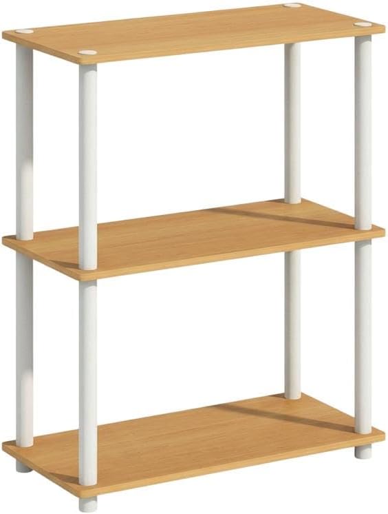 Furnifact Beech White Bookcase with Sleek Wooden Construction, Durable, Versatile Storage Solution, Modern Design, Ideal for Home or Office