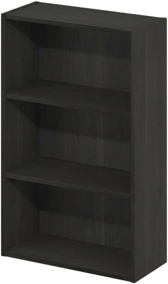 Furnifact Espresso Bookcase with Modern Design, Sturdy Wood Construction, Single Piece, Stylish Storage Solution for Living Room, Office