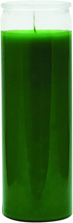 INDIO 7 Day Glass Plain Color Glass Candles 8" Tall - Green