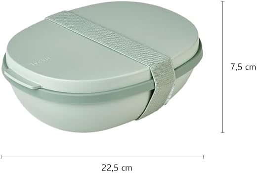 MEPAL, Duo-Lunch Box with Two Compartments for Food Storage, Plus a Detachable Mini Box, Portable, BPA Free, Nordic Denim, Holds 1425ml|48.2 oz, 1 Count, RST76400ND, 22.5x17.5x7.5 cm