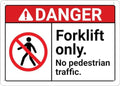 Danger Forklift Only No Pedestrian Traffic Sign 12 X 8 Inch Metal Sign, Rustproof Aluminum, Multicolor