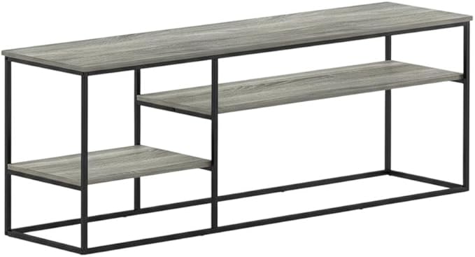Furnifact Grey French Oak TV Stand for 65 Inch TVs, Modern Wooden Media Console, Durable Construction, Versatile Storage, Contemporary Living Room Style