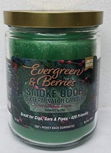 Smoke Odor Exterminator 13oz Jar Candles (Evergreen & Berries, 3)