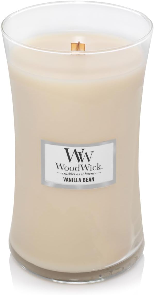 WoodWick Vanilla Bean Glass Jar Scented Candle, Large 22 oz.