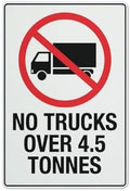Metal Sign No Trucks Over 4.5 Tonnes 12"X8" Aluminum Warning Signs For Property Business Yard House Office