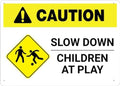 Caution Slow Down Children At Play Sign Signs Outdoor, Uv Printed Aluminum 12 X 8 In, Weatherproof And Security Signs For Home Or Business