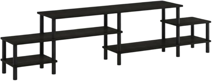 Espresso Wood TV Stand for Up to 80 Inch Flat Screen, Modern Entertainment Center with Ample Storage Space, Sturdy Construction
