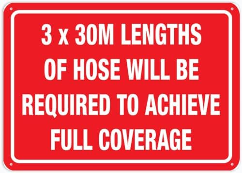 3 X 30 M Lengths Of Hose Required For Coverage For Business 8""X12"" Rust Free Aluminum Uv Printed,4 Pre-Drilled Holes.Durable/Weatherproof